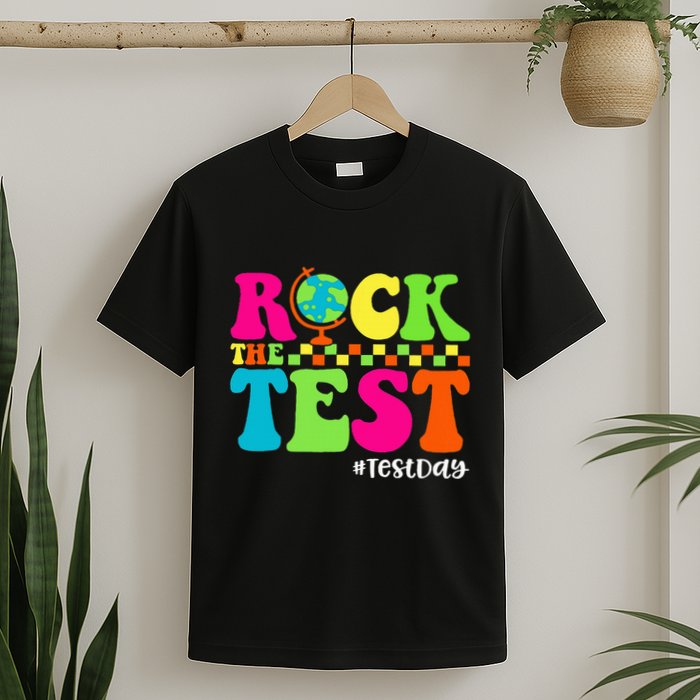 Retro Rock The Test Testing Day Motivational Teacher Student T-Shirt