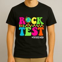 Retro Rock The Test Testing Day Motivational Teacher Student T-Shirt
