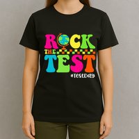 Retro Rock The Test Testing Day Motivational Teacher Student T-Shirt