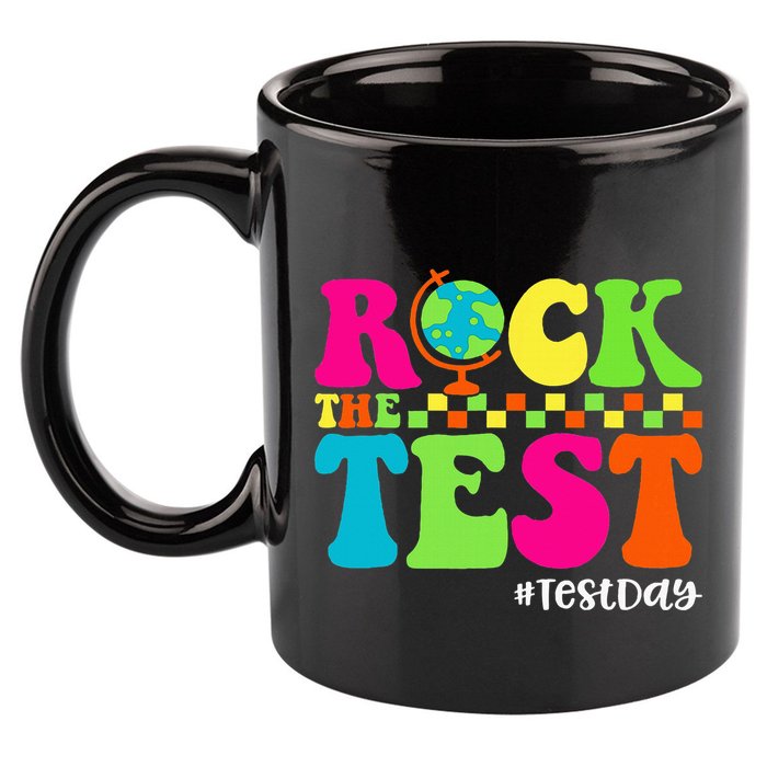 Retro Rock The Test Testing Day Motivational Teacher Student 11oz C Handle Ceramic Mug