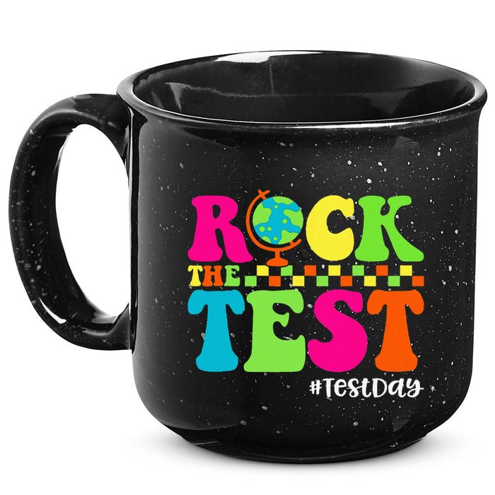 Retro Rock The Test Testing Day Motivational Teacher Student 15oz Campfire Ceramic Mug