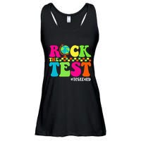 Retro Rock The Test Testing Day Motivational Teacher Student Ladies Essential Flowy Tank