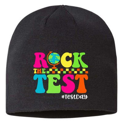 Retro Rock The Test Testing Day Motivational Teacher Student Sustainable Beanie