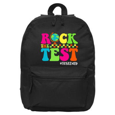 Retro Rock The Test Testing Day Motivational Teacher Student 16 in Basic Backpack