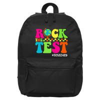 Retro Rock The Test Testing Day Motivational Teacher Student 16 in Basic Backpack