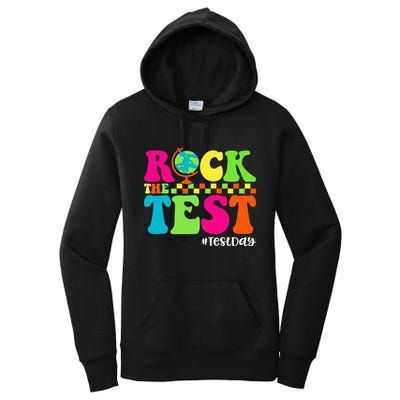 Retro Rock The Test Testing Day Motivational Teacher Student Women's Pullover Hoodie
