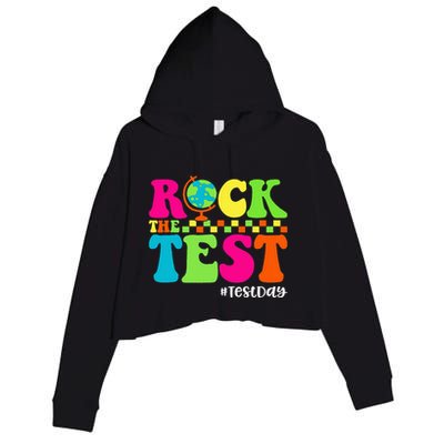 Retro Rock The Test Testing Day Motivational Teacher Student Crop Fleece Hoodie