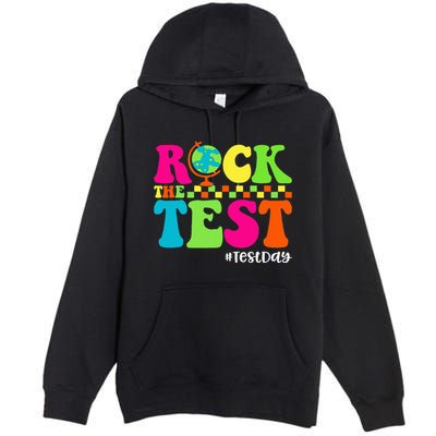 Retro Rock The Test Testing Day Motivational Teacher Student Premium Pullover Hoodie