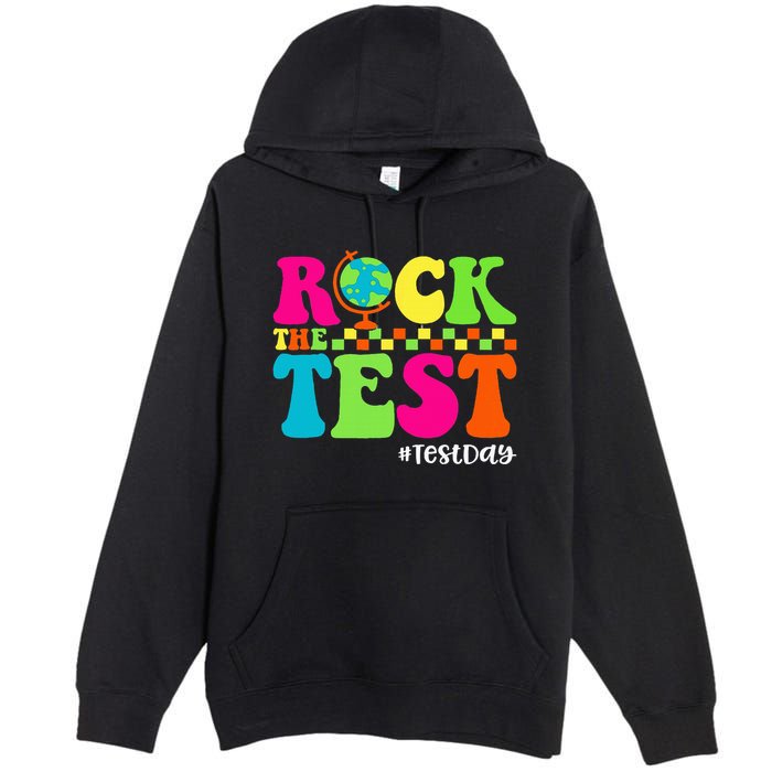 Retro Rock The Test Testing Day Motivational Teacher Student Premium Pullover Hoodie
