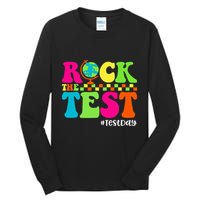 Retro Rock The Test Testing Day Motivational Teacher Student Tall Long Sleeve T-Shirt