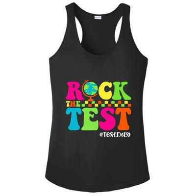 Retro Rock The Test Testing Day Motivational Teacher Student Ladies PosiCharge Competitor Racerback Tank