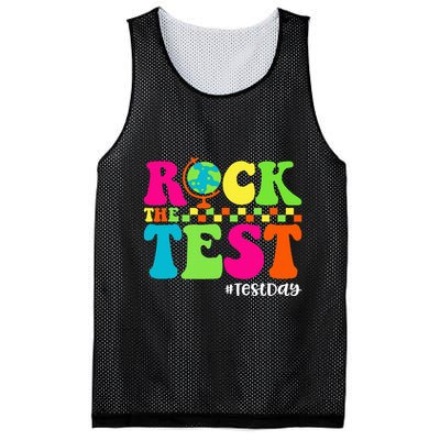 Retro Rock The Test Testing Day Motivational Teacher Student Mesh Reversible Basketball Jersey Tank