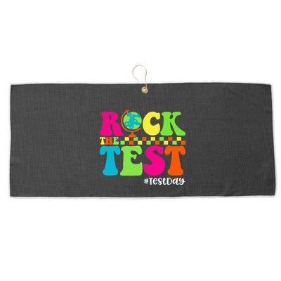 Retro Rock The Test Testing Day Motivational Teacher Student Large Microfiber Waffle Golf Towel