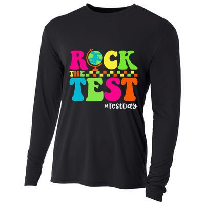 Retro Rock The Test Testing Day Motivational Teacher Student Cooling Performance Long Sleeve Crew