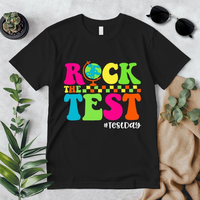 Retro Rock The Test Testing Day Motivational Teacher Student Premium T-Shirt