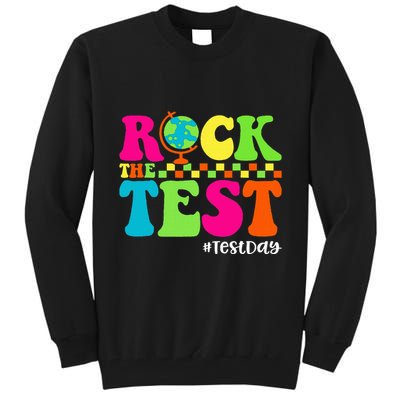 Retro Rock The Test Testing Day Motivational Teacher Student Tall Sweatshirt