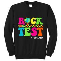 Retro Rock The Test Testing Day Motivational Teacher Student Tall Sweatshirt