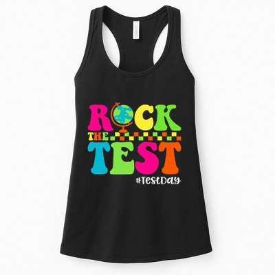 Retro Rock The Test Testing Day Motivational Teacher Student Womens Tank Top