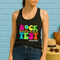 Retro Rock The Test Testing Day Motivational Teacher Student Womens Tank Top