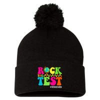 Retro Rock The Test Testing Day Motivational Teacher Student Pom Pom 12in Knit Beanie