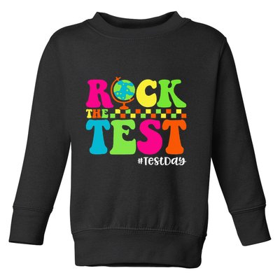Retro Rock The Test Testing Day Motivational Teacher Student Toddler Sweatshirt