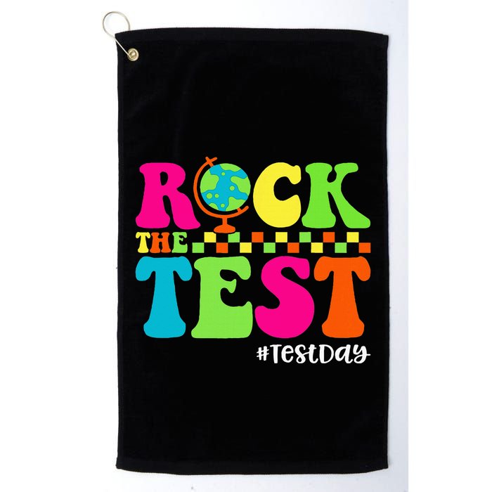 Retro Rock The Test Testing Day Motivational Teacher Student Golf Towel