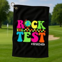 Retro Rock The Test Testing Day Motivational Teacher Student Golf Towel