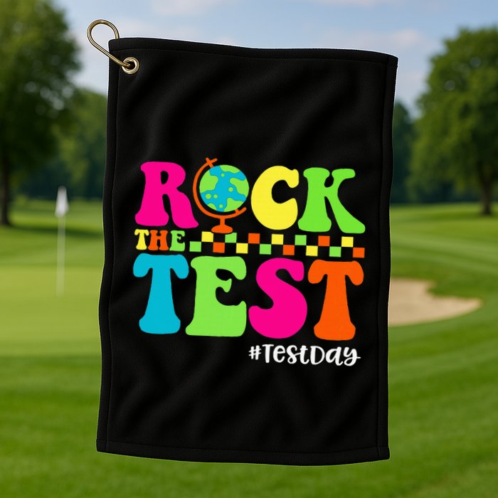 Retro Rock The Test Testing Day Motivational Teacher Student Golf Towel