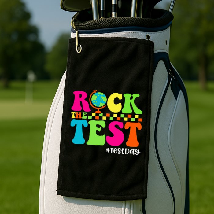 Retro Rock The Test Testing Day Motivational Teacher Student Golf Towel