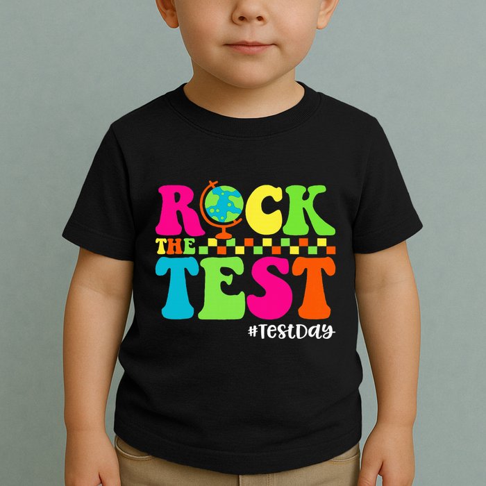 Retro Rock The Test Testing Day Motivational Teacher Student Toddler T-Shirt