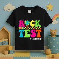 Retro Rock The Test Testing Day Motivational Teacher Student Toddler T-Shirt