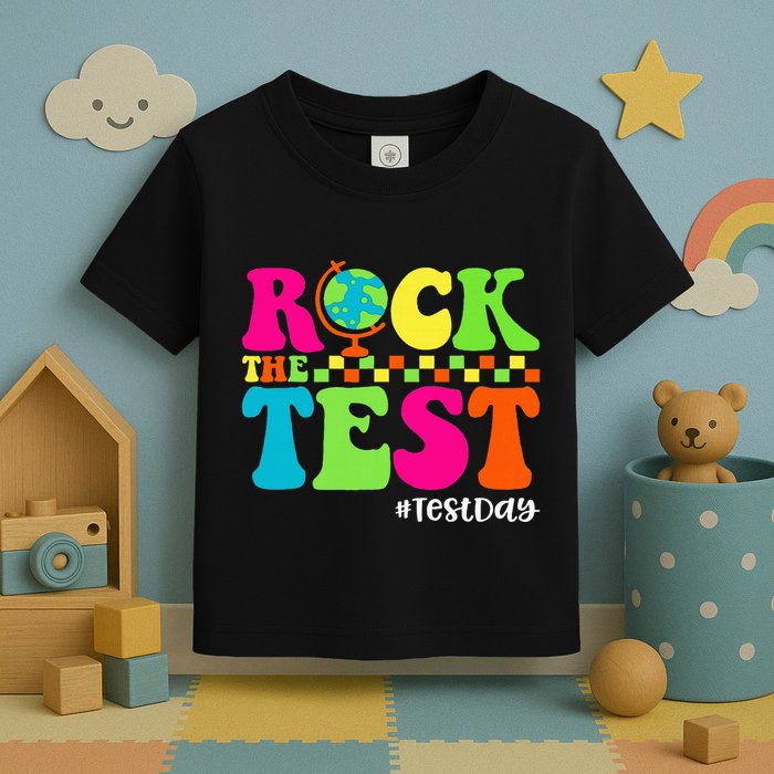 Retro Rock The Test Testing Day Motivational Teacher Student Toddler T-Shirt