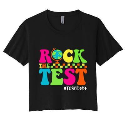 Retro Rock The Test Testing Day Motivational Teacher Student Crop Top
