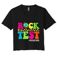 Retro Rock The Test Testing Day Motivational Teacher Student Crop Top