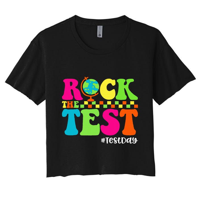 Retro Rock The Test Testing Day Motivational Teacher Student Crop Top