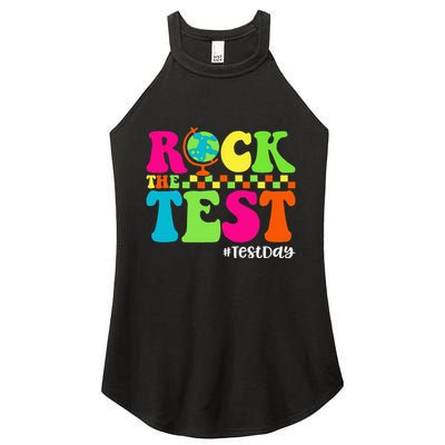 Retro Rock The Test Testing Day Motivational Teacher Student Women's Perfect Tri Rocker Tank