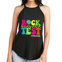 Retro Rock The Test Testing Day Motivational Teacher Student Women's Perfect Tri Rocker Tank