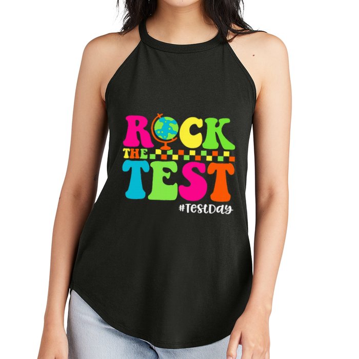 Retro Rock The Test Testing Day Motivational Teacher Student Women's Perfect Tri Rocker Tank