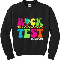 Retro Rock The Test Testing Day Motivational Teacher Student Kids Sweatshirt