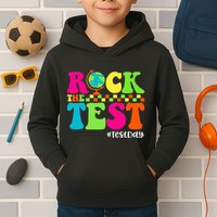 Retro Rock The Test Testing Day Motivational Teacher Student Kids Hoodie