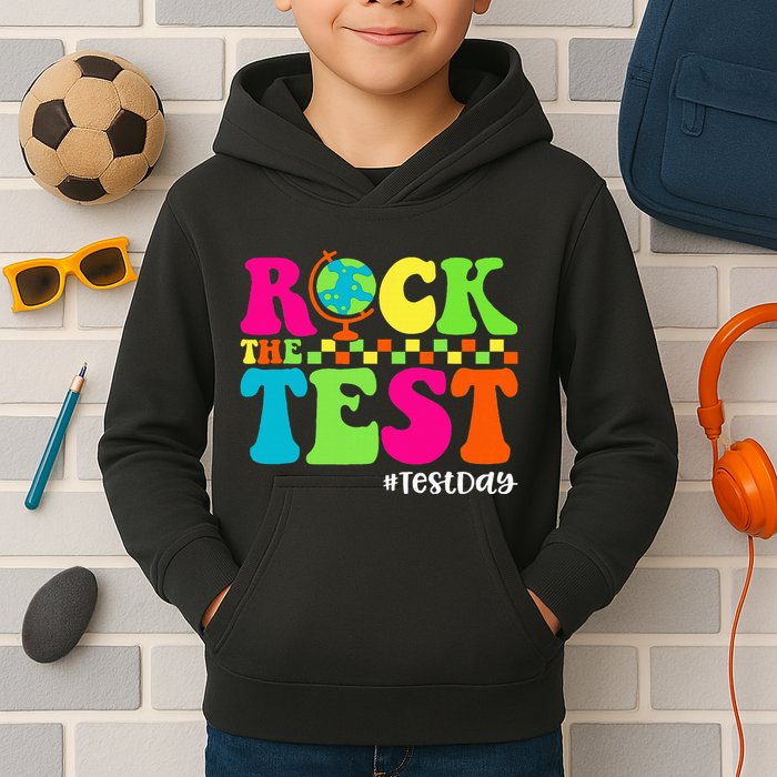 Retro Rock The Test Testing Day Motivational Teacher Student Kids Hoodie