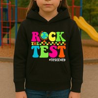 Retro Rock The Test Testing Day Motivational Teacher Student Kids Hoodie