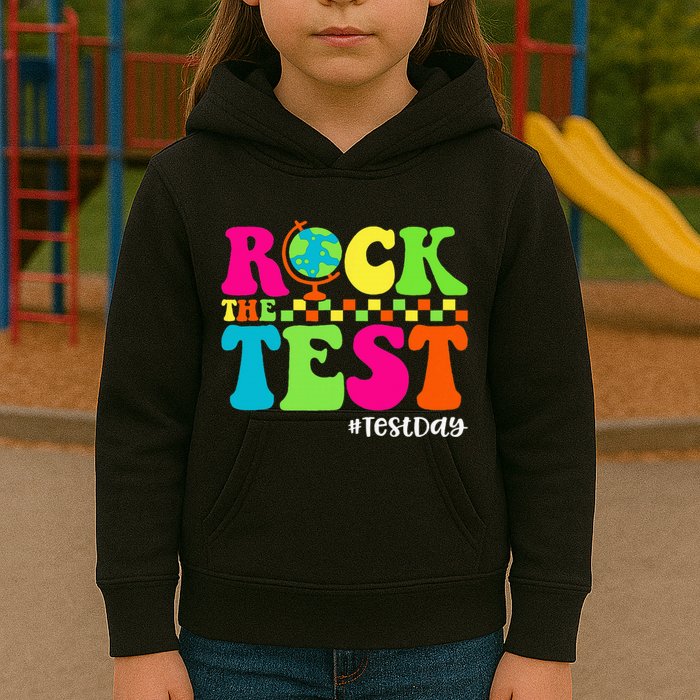 Retro Rock The Test Testing Day Motivational Teacher Student Kids Hoodie