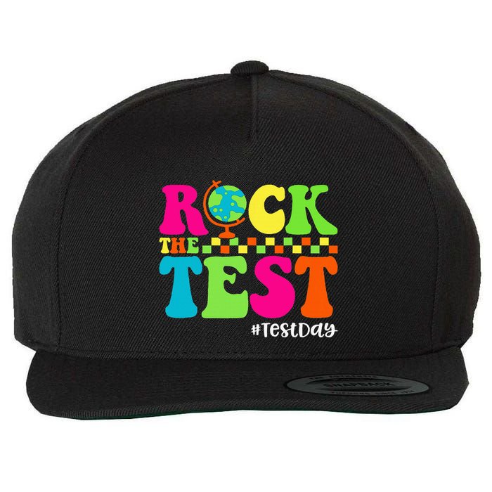 Retro Rock The Test Testing Day Motivational Teacher Student Wool Snapback Cap