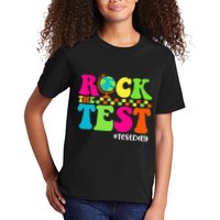 Retro Rock The Test Testing Day Motivational Teacher Student Kids T-Shirt