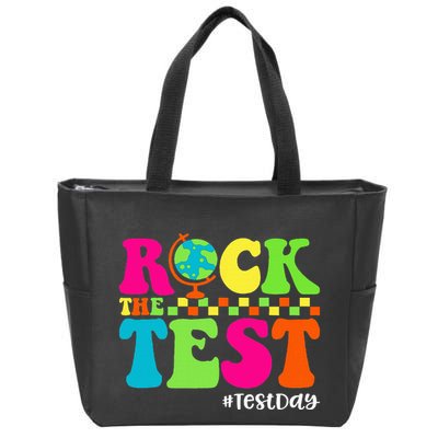 Retro Rock The Test Testing Day Motivational Teacher Student Zip Tote Bag