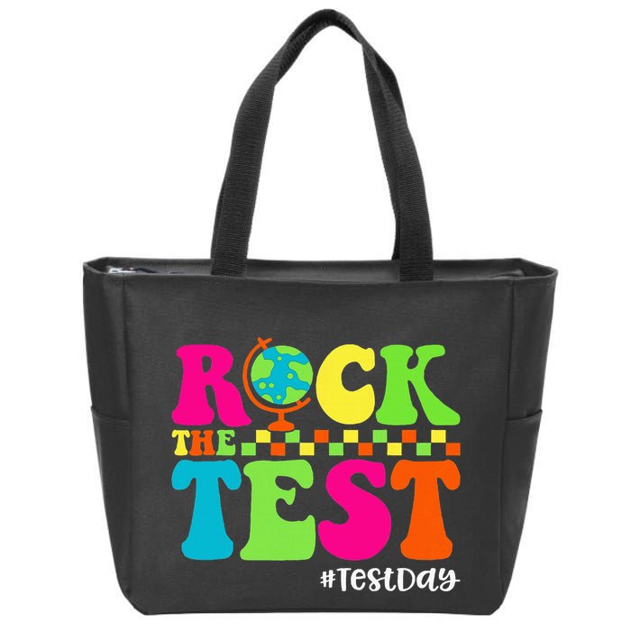 Retro Rock The Test Testing Day Motivational Teacher Student Zip Tote Bag