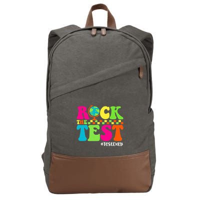 Retro Rock The Test Testing Day Motivational Teacher Student Cotton Canvas Backpack
