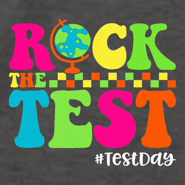 Retro Rock The Test Testing Day Motivational Teacher Student Vector Backpack