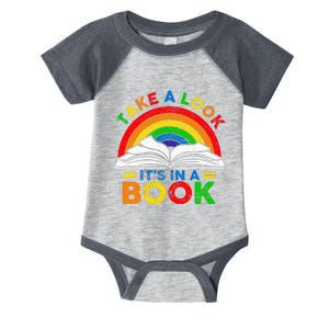 Retro Rainbow Take A Look Its In A Book Reading Bookworm Infant Baby Jersey Bodysuit